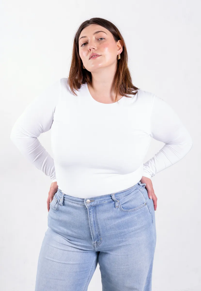 Organic Cotton Crew Long Sleeve T-Shirt, White