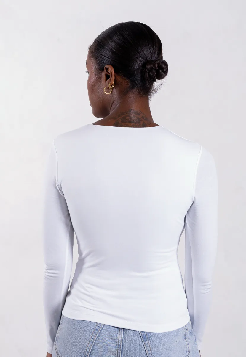 Organic Cotton Crew Long Sleeve T-Shirt, White