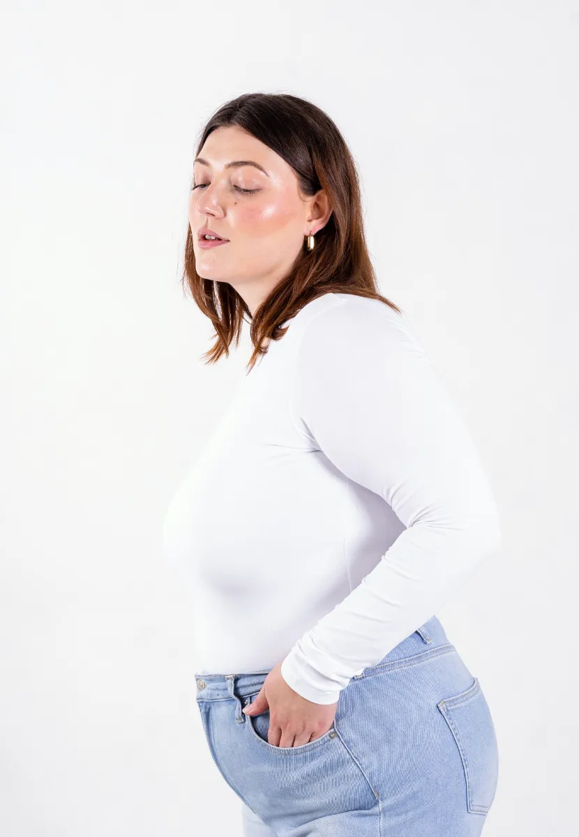 Organic Cotton Crew Long Sleeve T-Shirt, White
