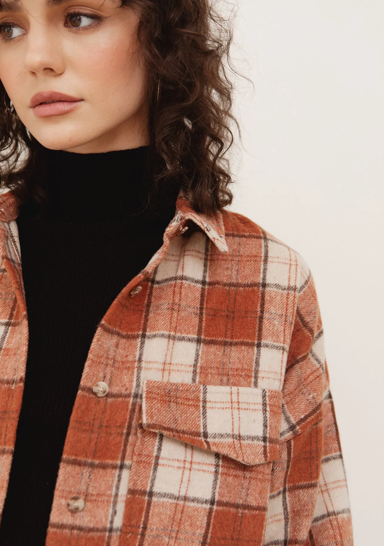 Oversized Plaid Jacket w Pocket