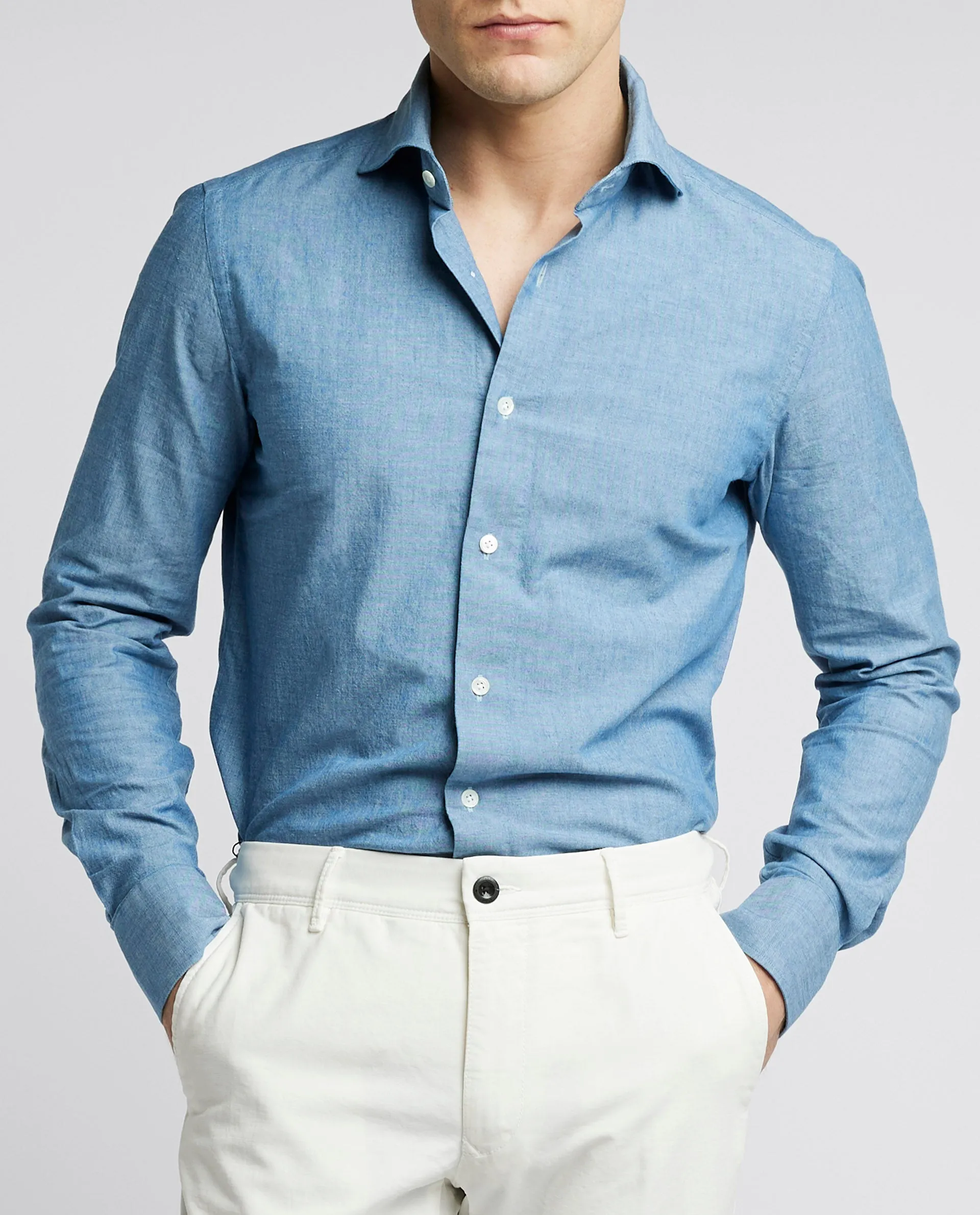 Oxford Denim Chambray Shirt - Blauw