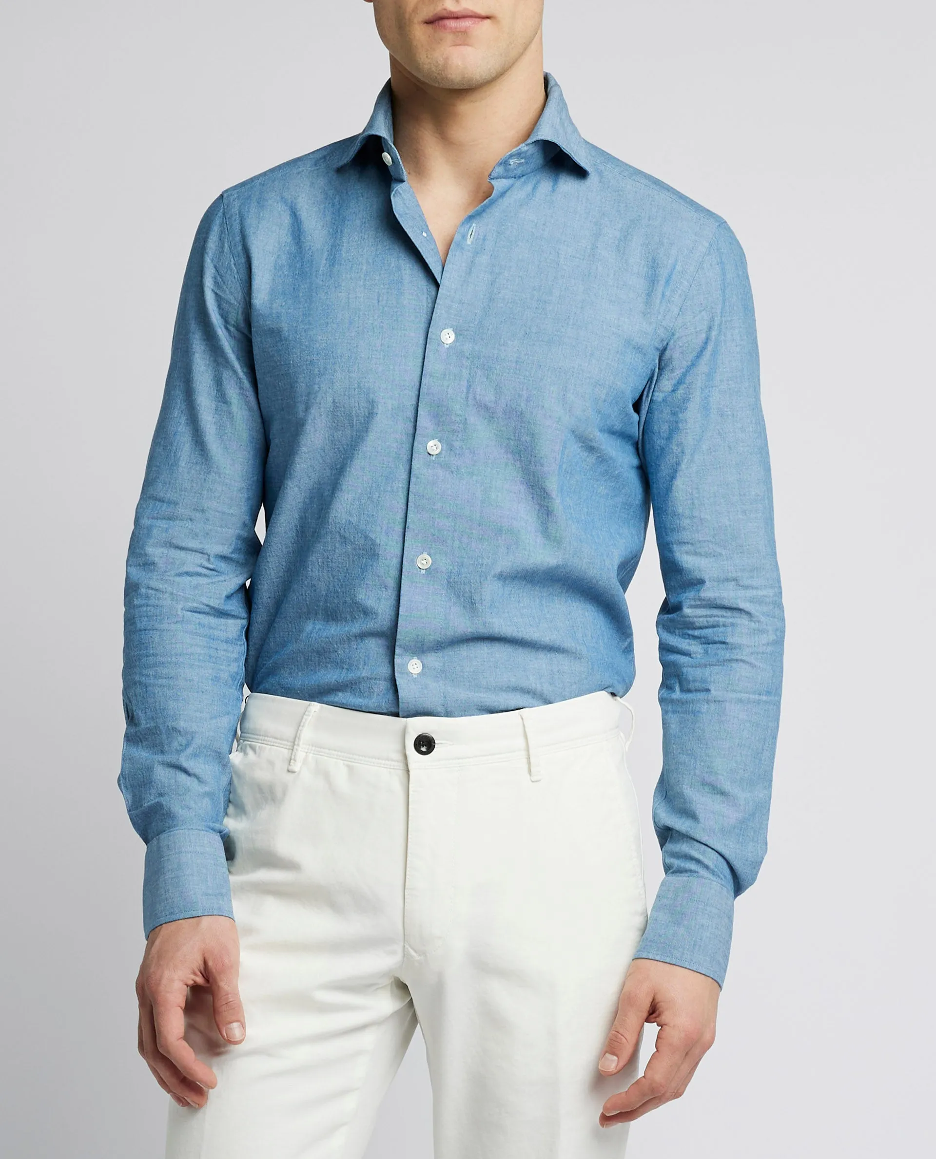 Oxford Denim Chambray Shirt - Blauw