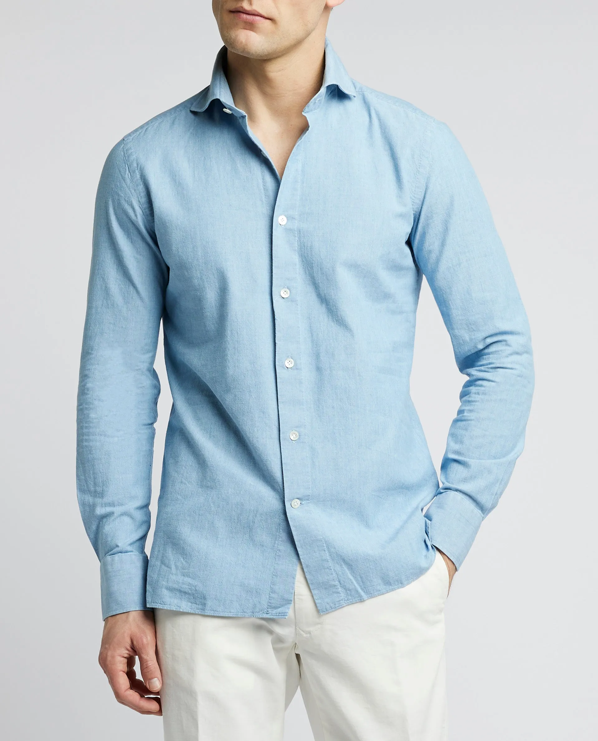 Oxford Denim Chambray Shirt - Lichtblauw