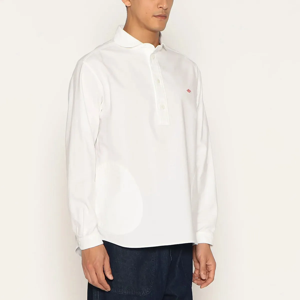 Oxford Round Collar Pullover Shirt Plain - White