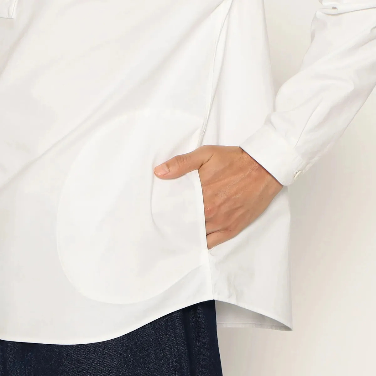 Oxford Round Collar Pullover Shirt Plain - White