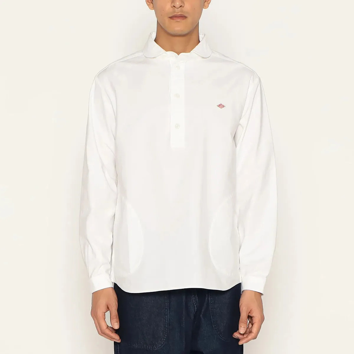 Oxford Round Collar Pullover Shirt Plain - White