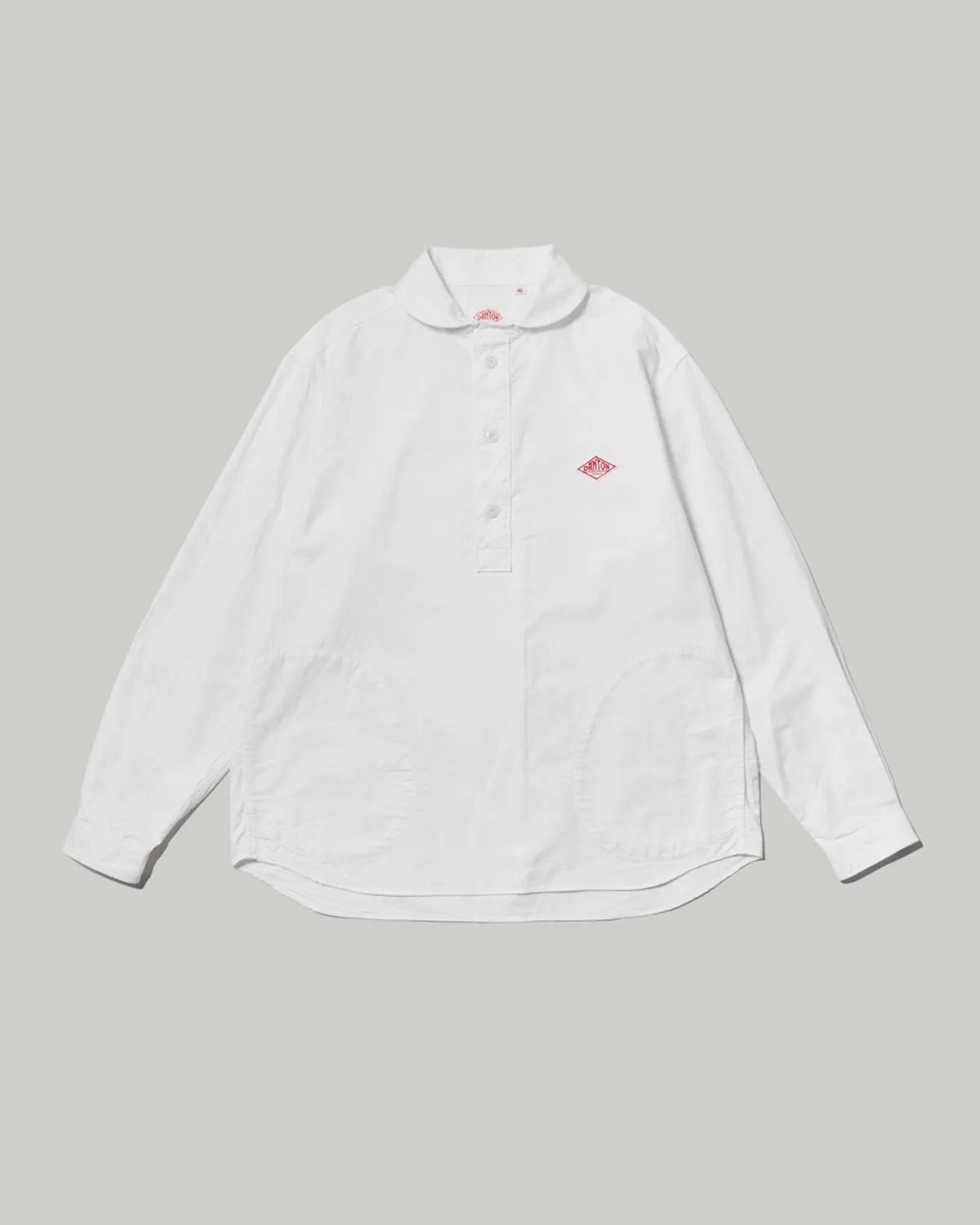 Oxford Round Collar Pullover Shirt Plain - White