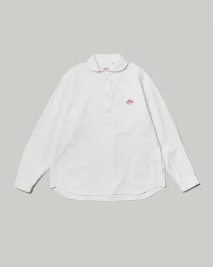Oxford Round Collar Pullover Shirt Plain - White
