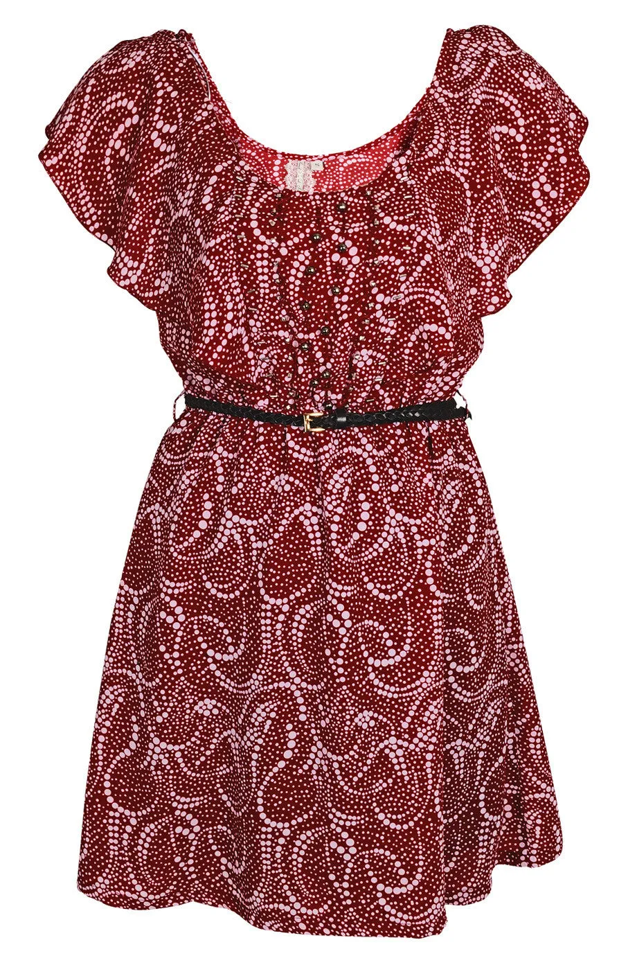 PALU Ruffled Burgundy Dress