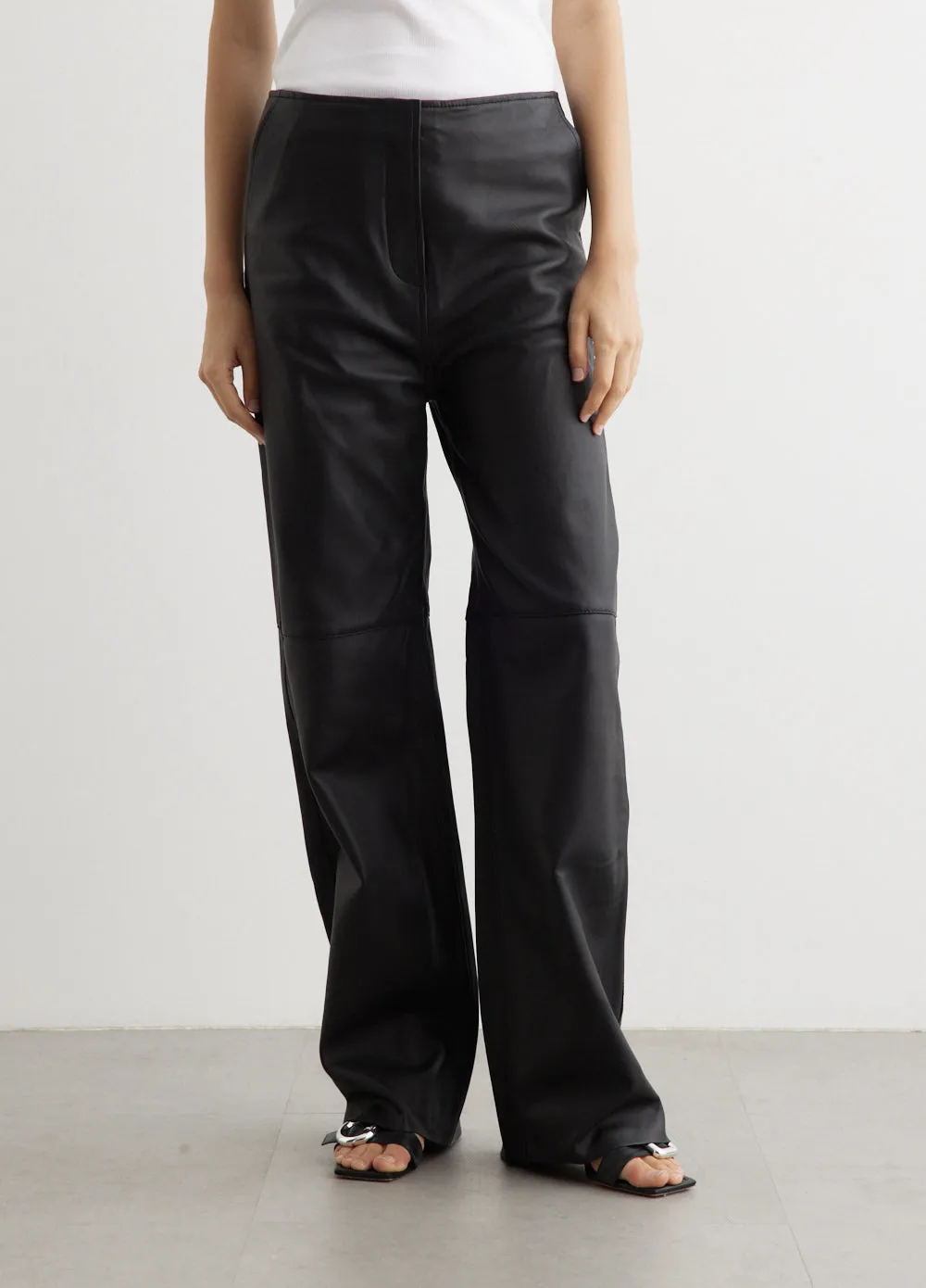 Panelled Leather Trousers