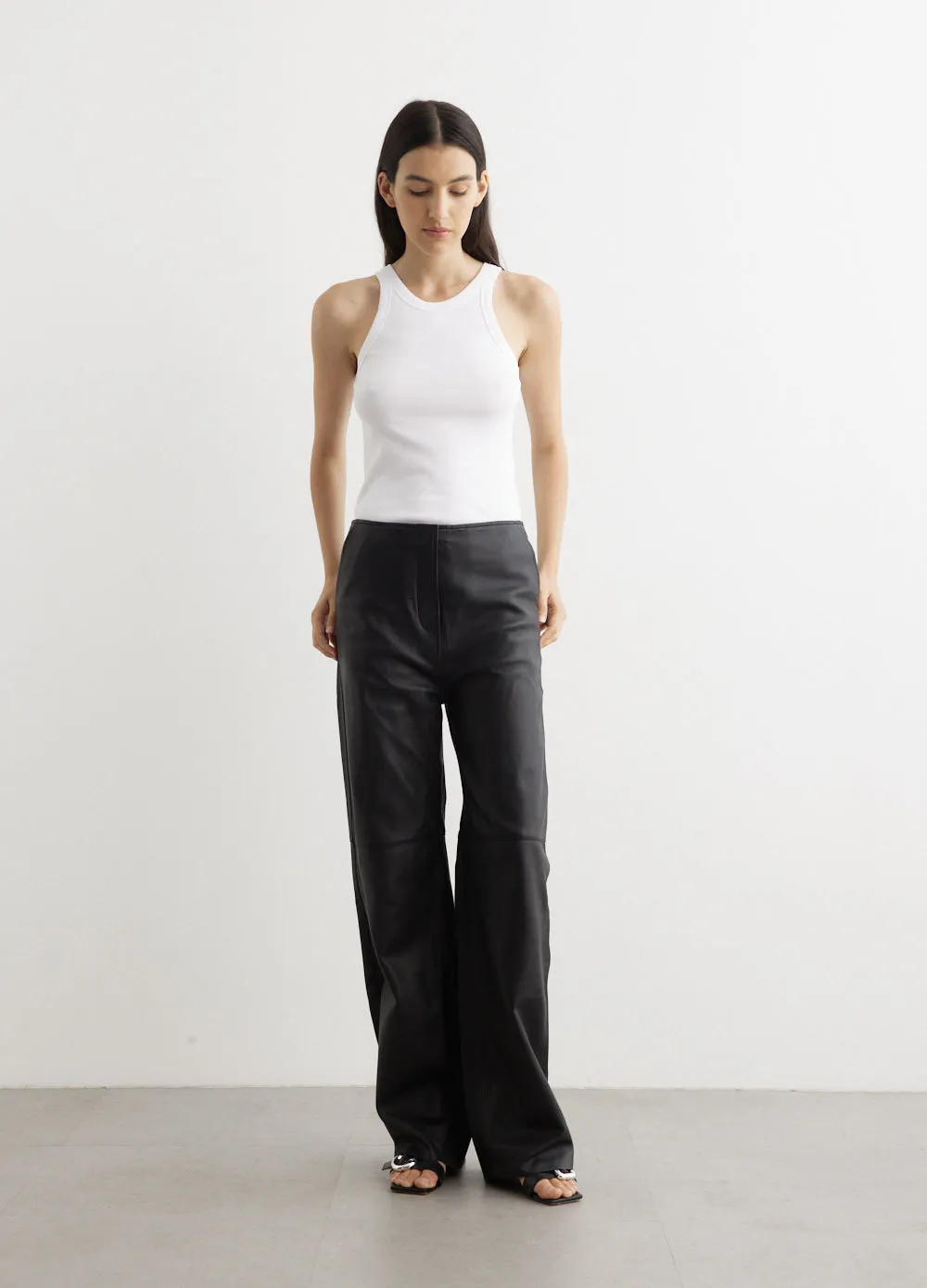 Panelled Leather Trousers