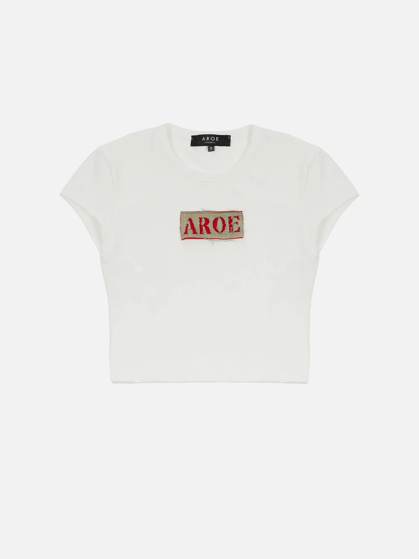 Patch Cropped T-Shirt- White