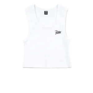 Patta Femme Cropped Waffle Tank Top | White