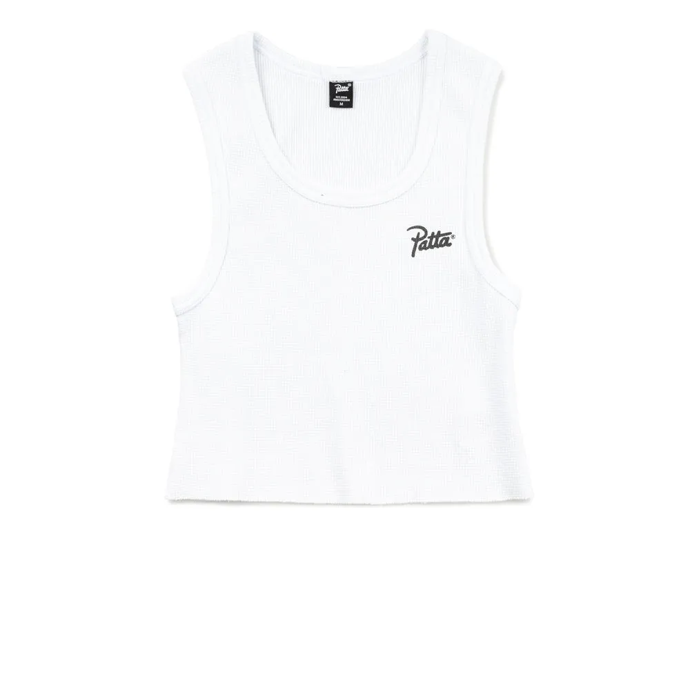 Patta Femme Cropped Waffle Tank Top | White