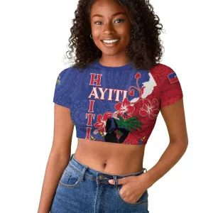 Personalised Afro Haiti Le Marron Inconnu Raglan Cropped T shirt Dashiki Mix Polynesian Pattern LT01