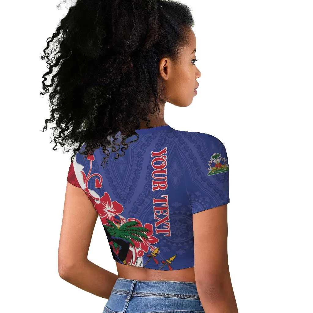 Personalised Afro Haiti Le Marron Inconnu Raglan Cropped T shirt Dashiki Mix Polynesian Pattern LT01