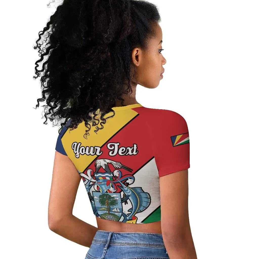 Personalised Afro Seychelles Raglan Cropped T shirt Sailfish With Coat Of Arms LT15