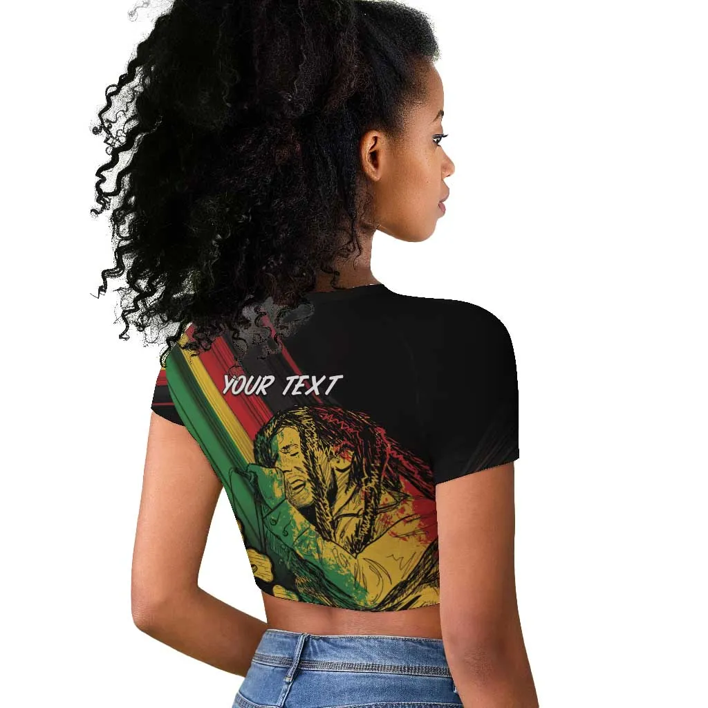 Personalised Afro Vibes Raglan Cropped T shirt Reggae King - Live The Way You Love LT7