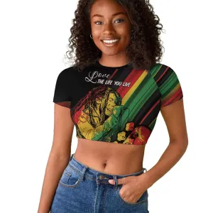 Personalised Afro Vibes Raglan Cropped T shirt Reggae King - Live The Way You Love LT7
