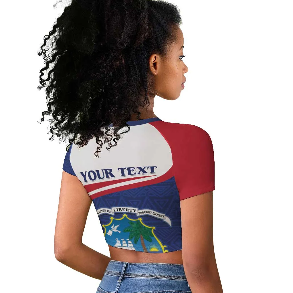 Personalised Liberia African Raglan Cropped T shirt Coat Of Arms Flag LT15