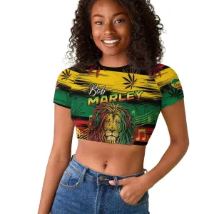 Personalised Rastafarian Lion Raglan Cropped T shirt Cannabis Leaf Pattern LT15