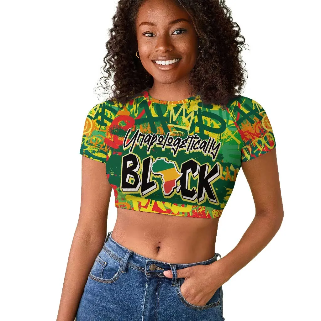 Personalized African Design Raglan Cropped T shirt - Unapologetically Black DT02