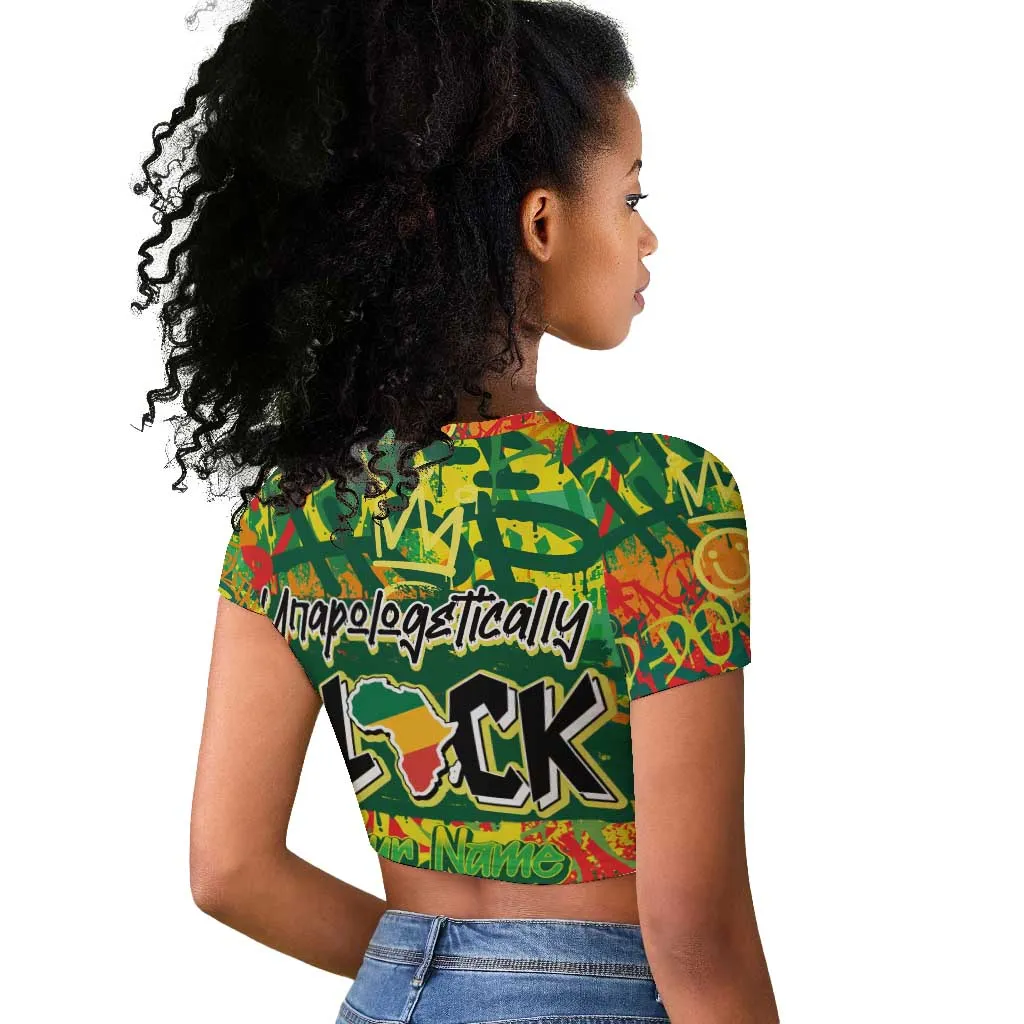 Personalized African Design Raglan Cropped T shirt - Unapologetically Black DT02