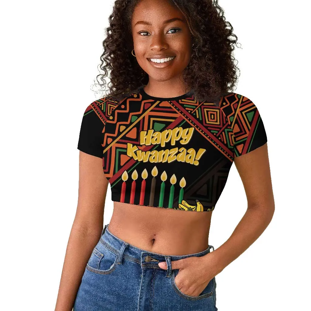 Personalized African Happy Kwanzaa Raglan Cropped T shirt LT01
