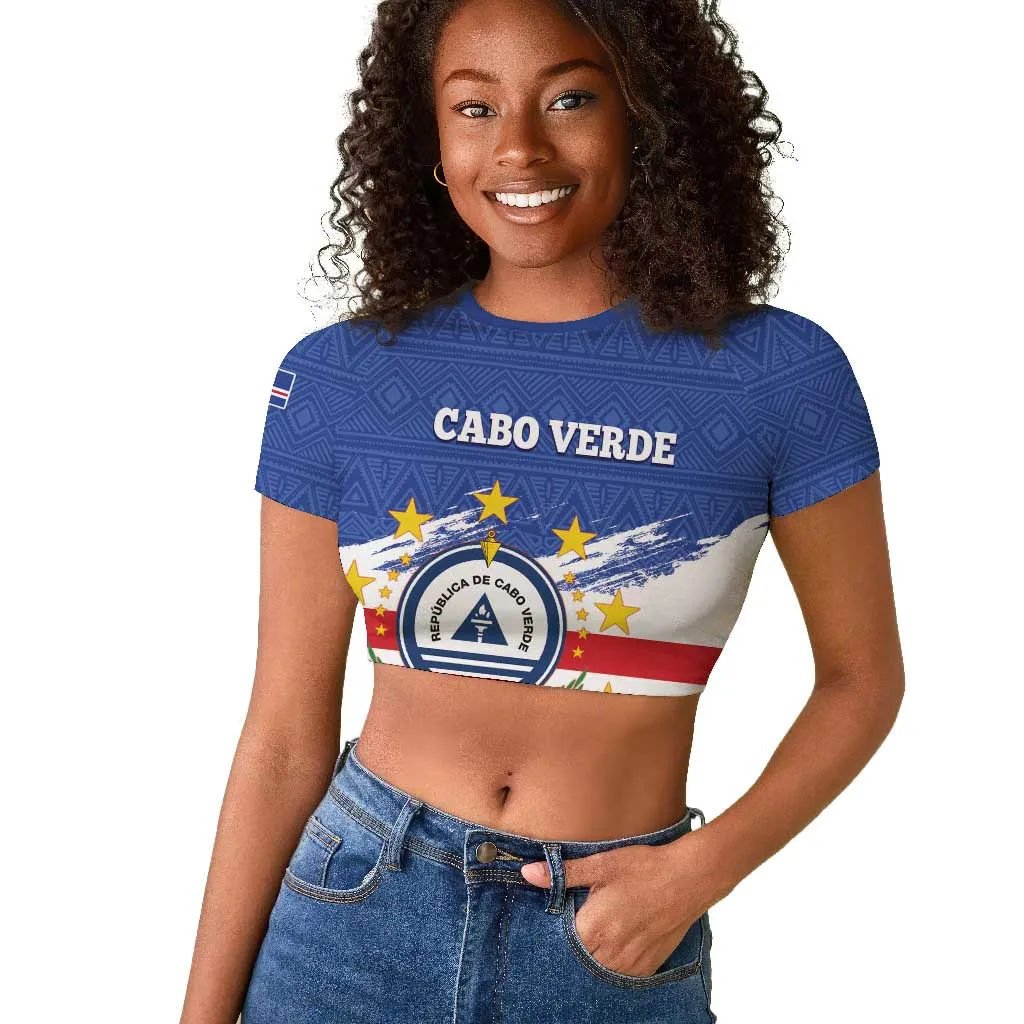 Personalized Cape Verde Raglan Cropped T shirt Coat Of Arms - African Pattern LT14