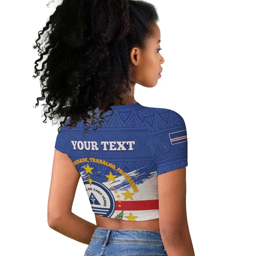Personalized Cape Verde Raglan Cropped T shirt Coat Of Arms - African Pattern LT14