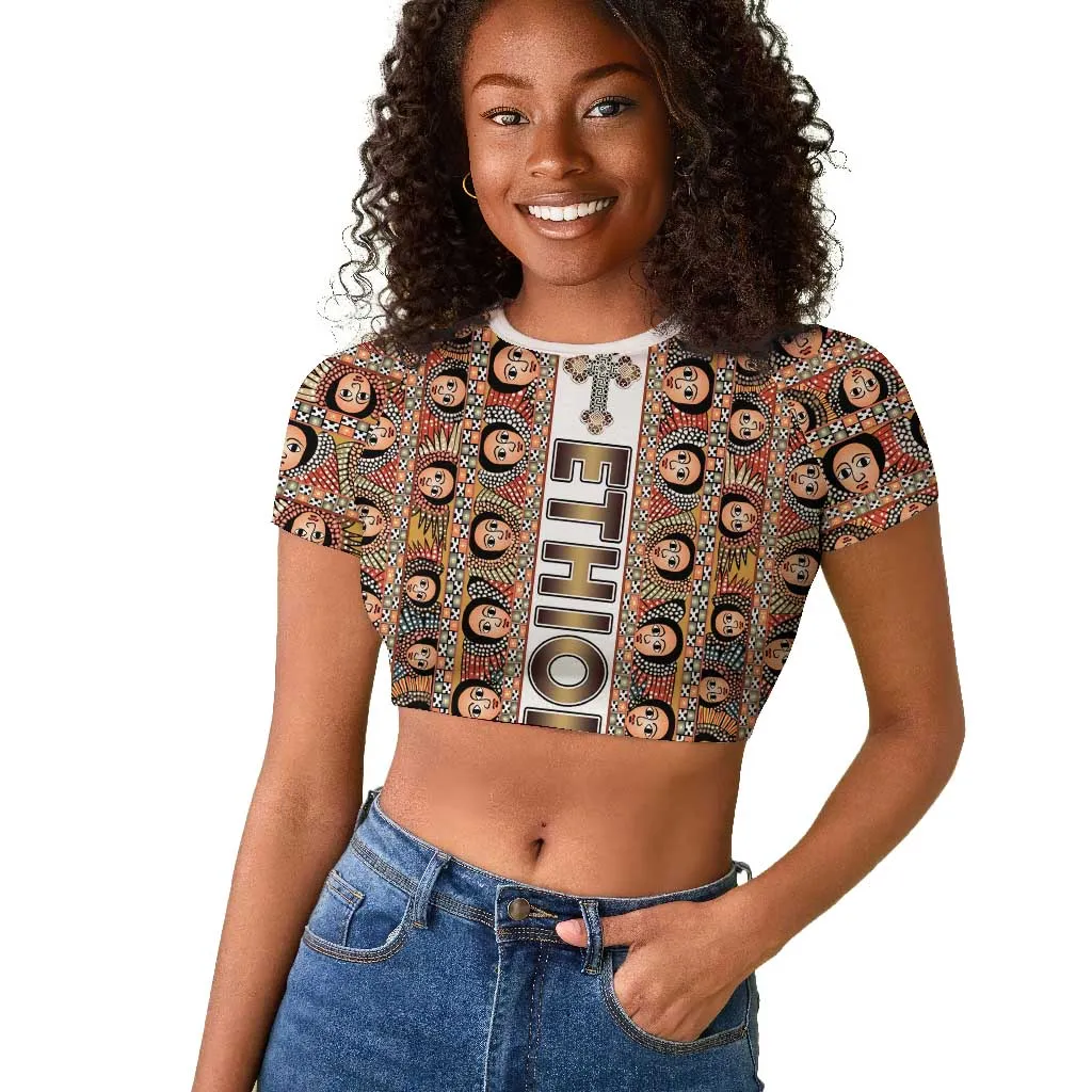 Personalized Ethiopia Raglan Cropped T shirt Ethiopian Tewahedo Angel Orthodox LT15