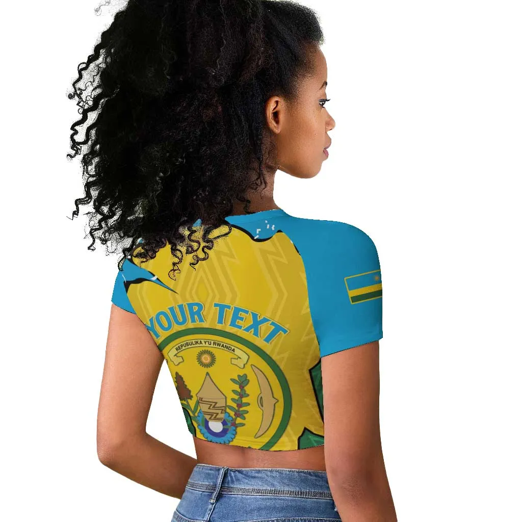 Personalized Jamhuri ya Rwanda Raglan Cropped T shirt Coat Of Arms Imigongo Pattern LT15