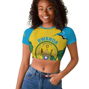 Personalized Jamhuri ya Rwanda Raglan Cropped T shirt Coat Of Arms Imigongo Pattern LT15