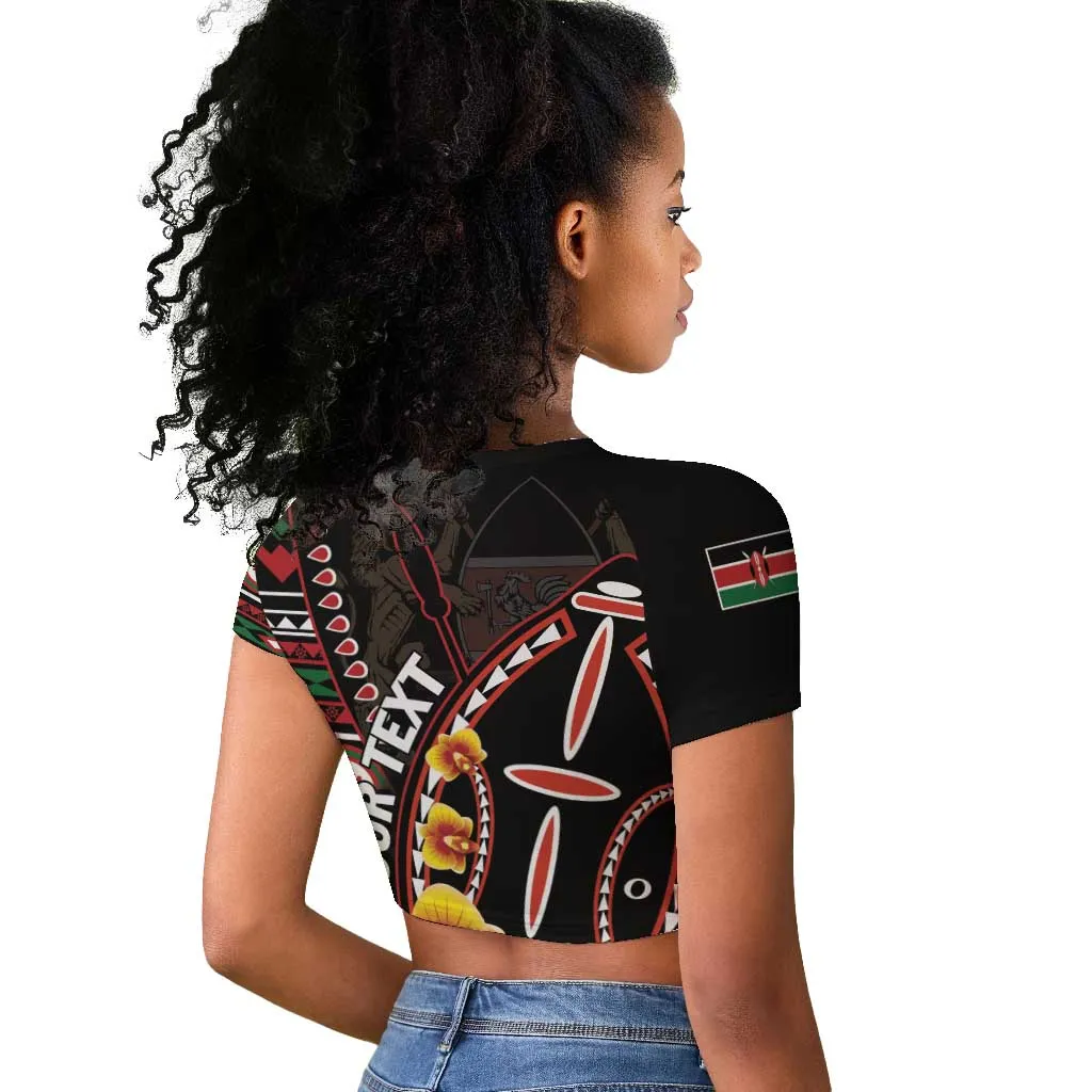 Personalized Kenya Raglan Cropped T shirt Jamhuri Day, Kenya Shield LT01
