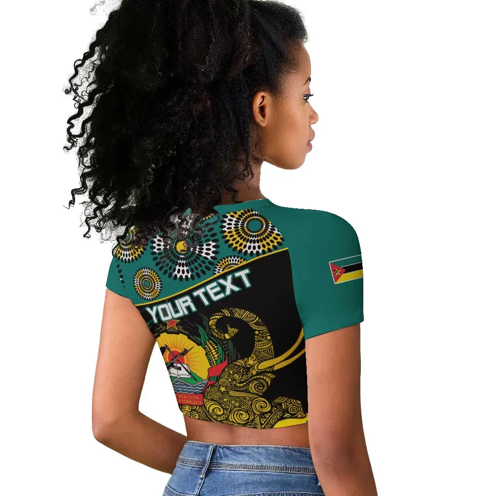 Personalized Mozambique Raglan Cropped T shirt African Elephant With Capunala Pattern LT15
