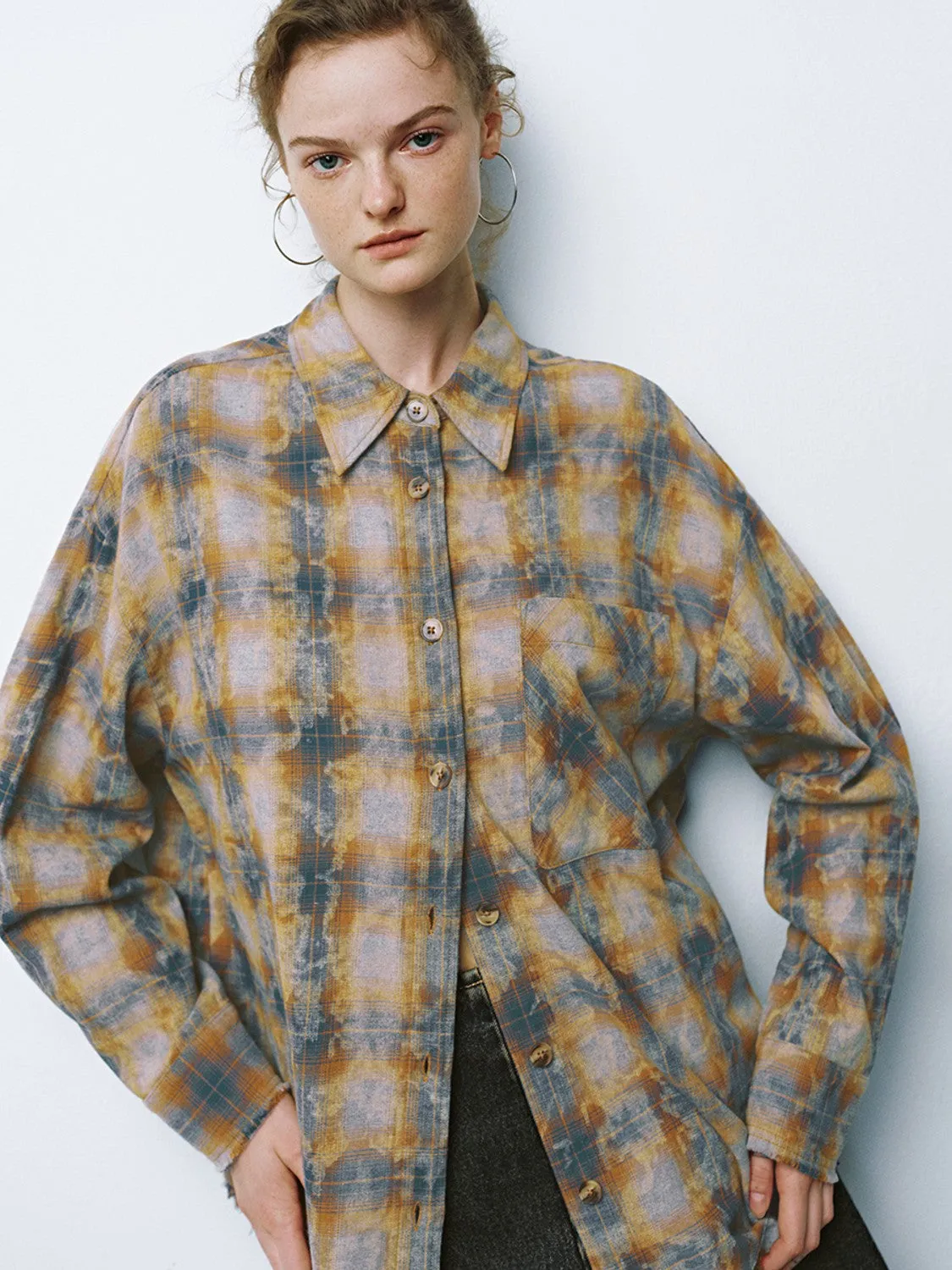 Plaid Loose Long Sleeve Shirts