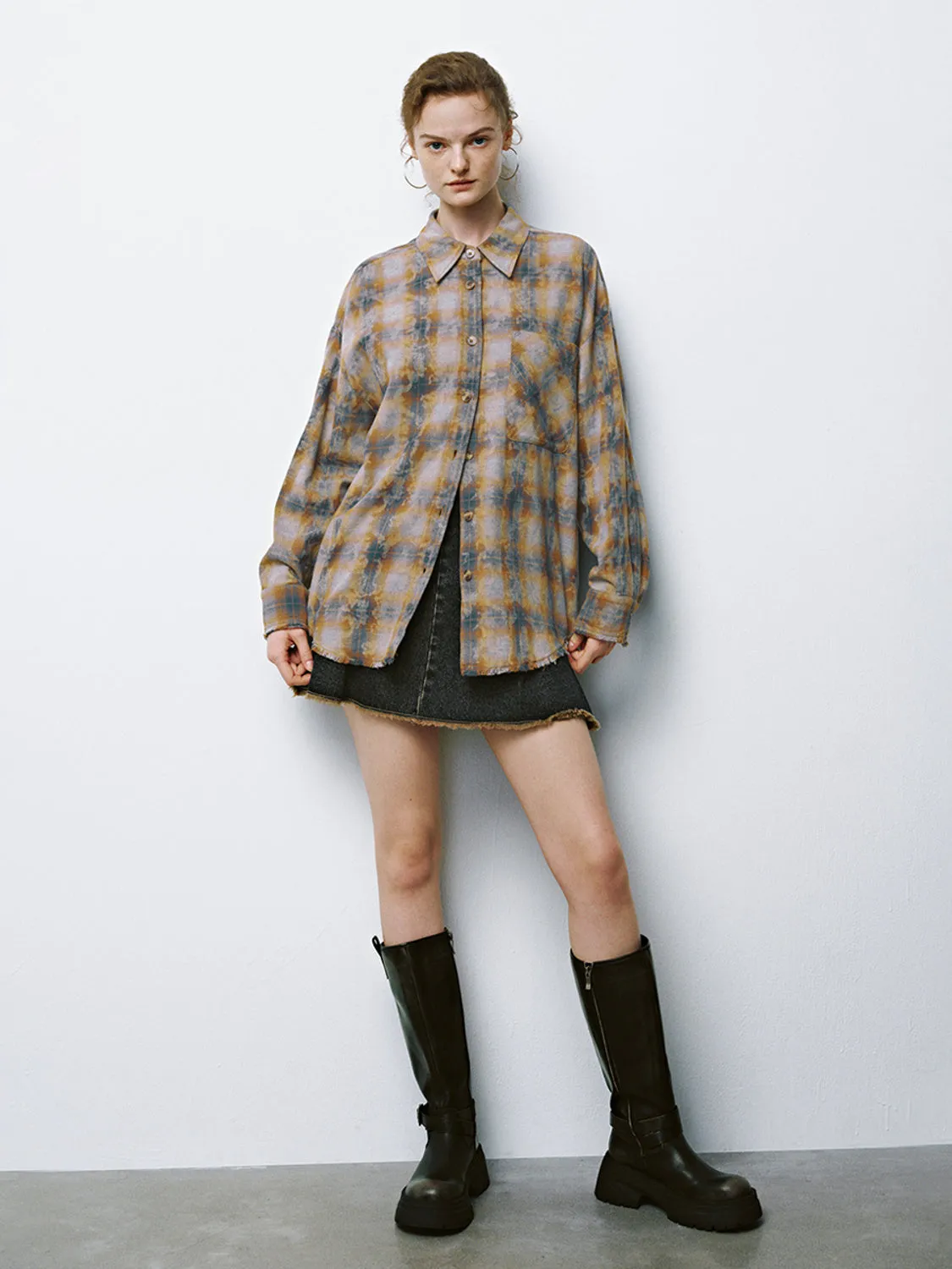 Plaid Loose Long Sleeve Shirts