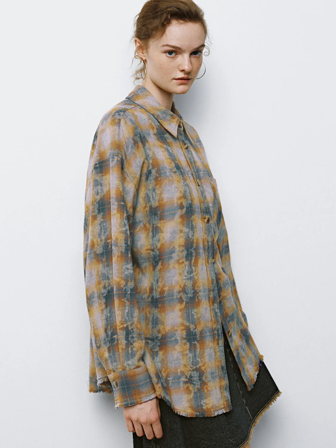Plaid Loose Long Sleeve Shirts