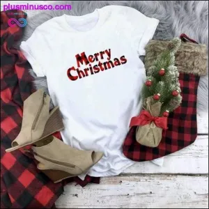 Plaid Merry Christmas T-Shirt and Fashion Graphic Cute Tee