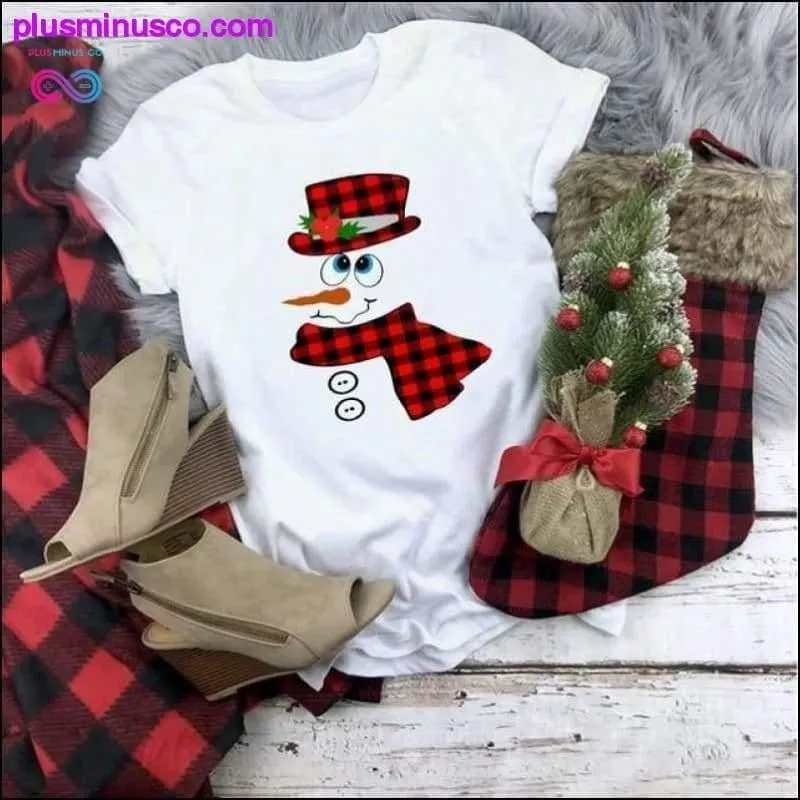 Plaid Merry Christmas T-Shirt and Fashion Graphic Cute Tee