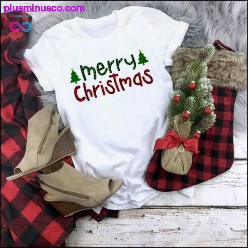 Plaid Merry Christmas T-Shirt and Fashion Graphic Cute Tee