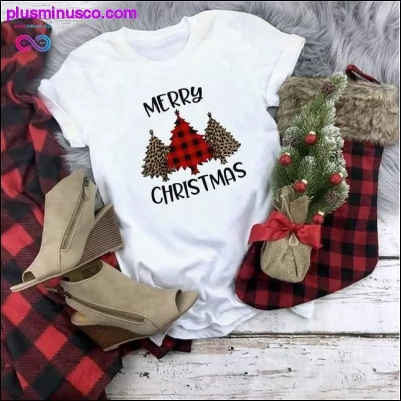 Plaid Merry Christmas T-Shirt and Fashion Graphic Cute Tee