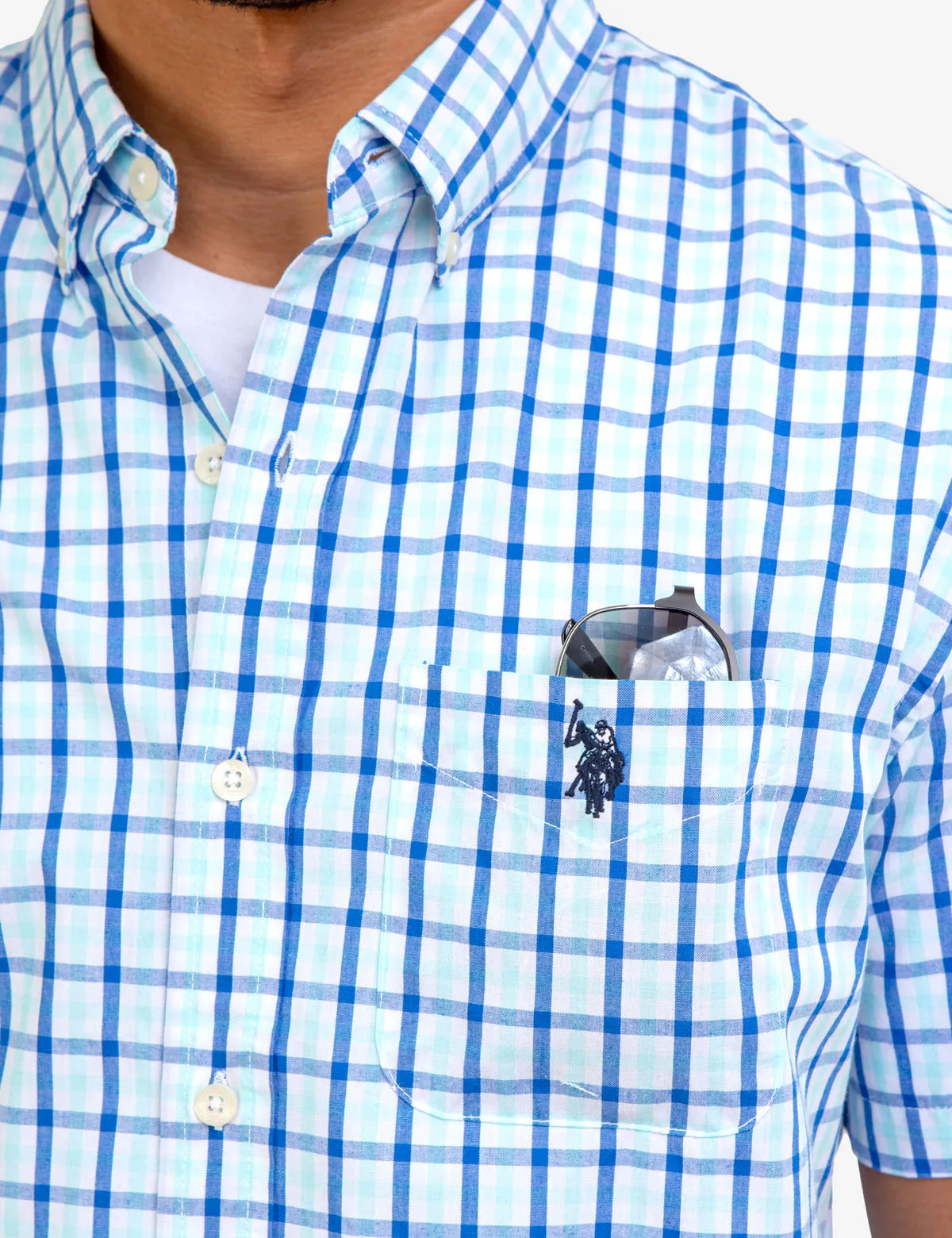 PLAID POPLIN SHORT SLEEVE SHIRT