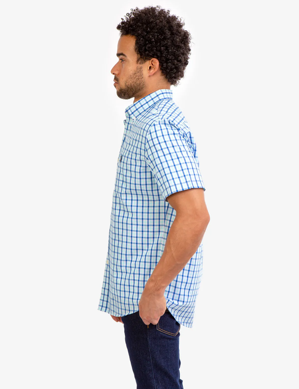PLAID POPLIN SHORT SLEEVE SHIRT