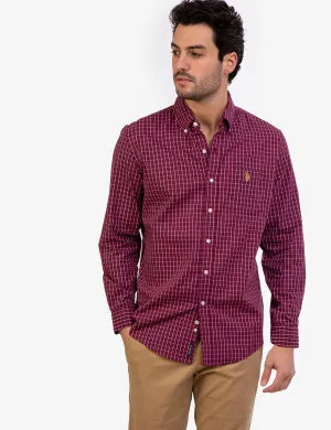 PLAID POPLIN STRETCH LONG SLEEVE SHIRT