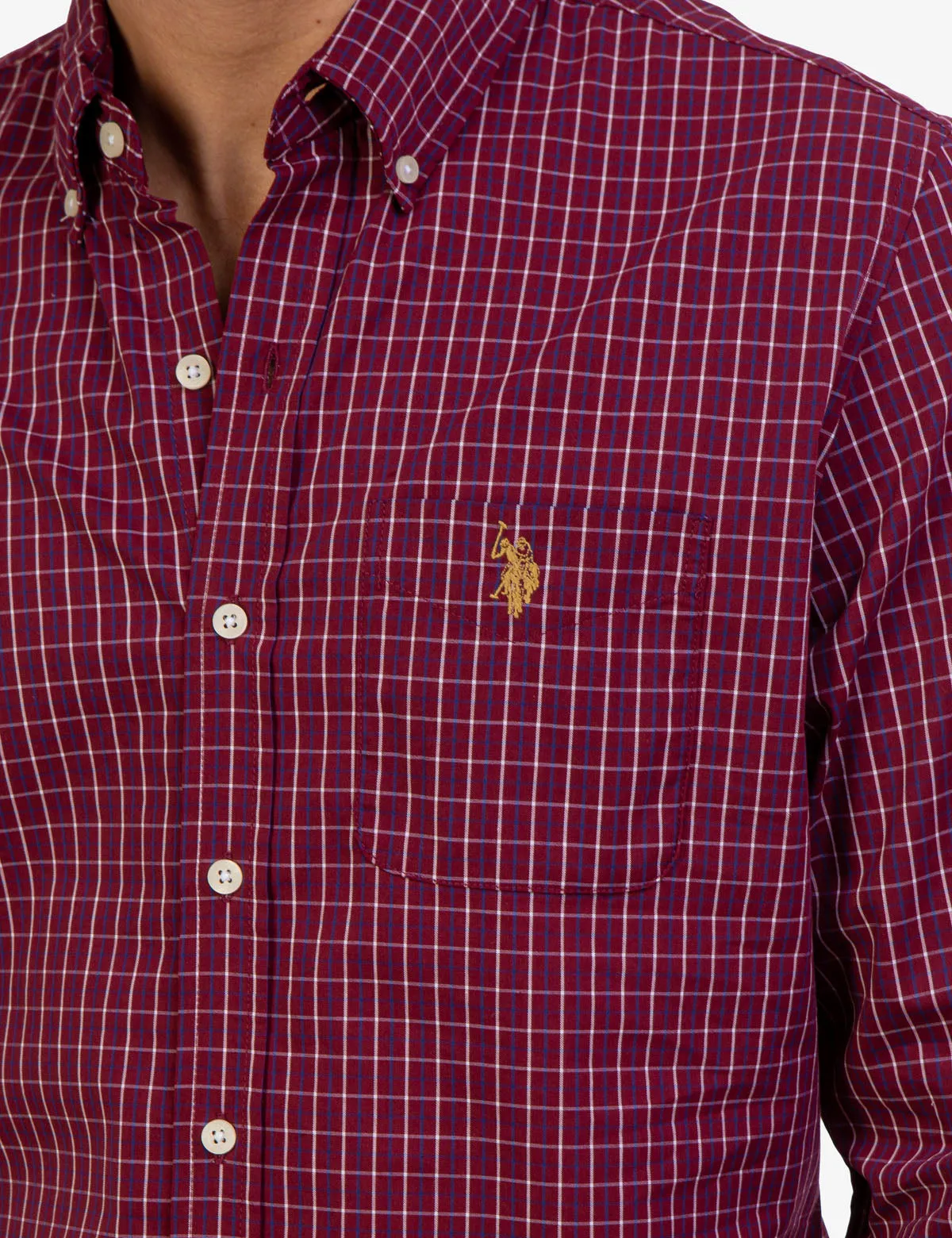 PLAID POPLIN STRETCH LONG SLEEVE SHIRT