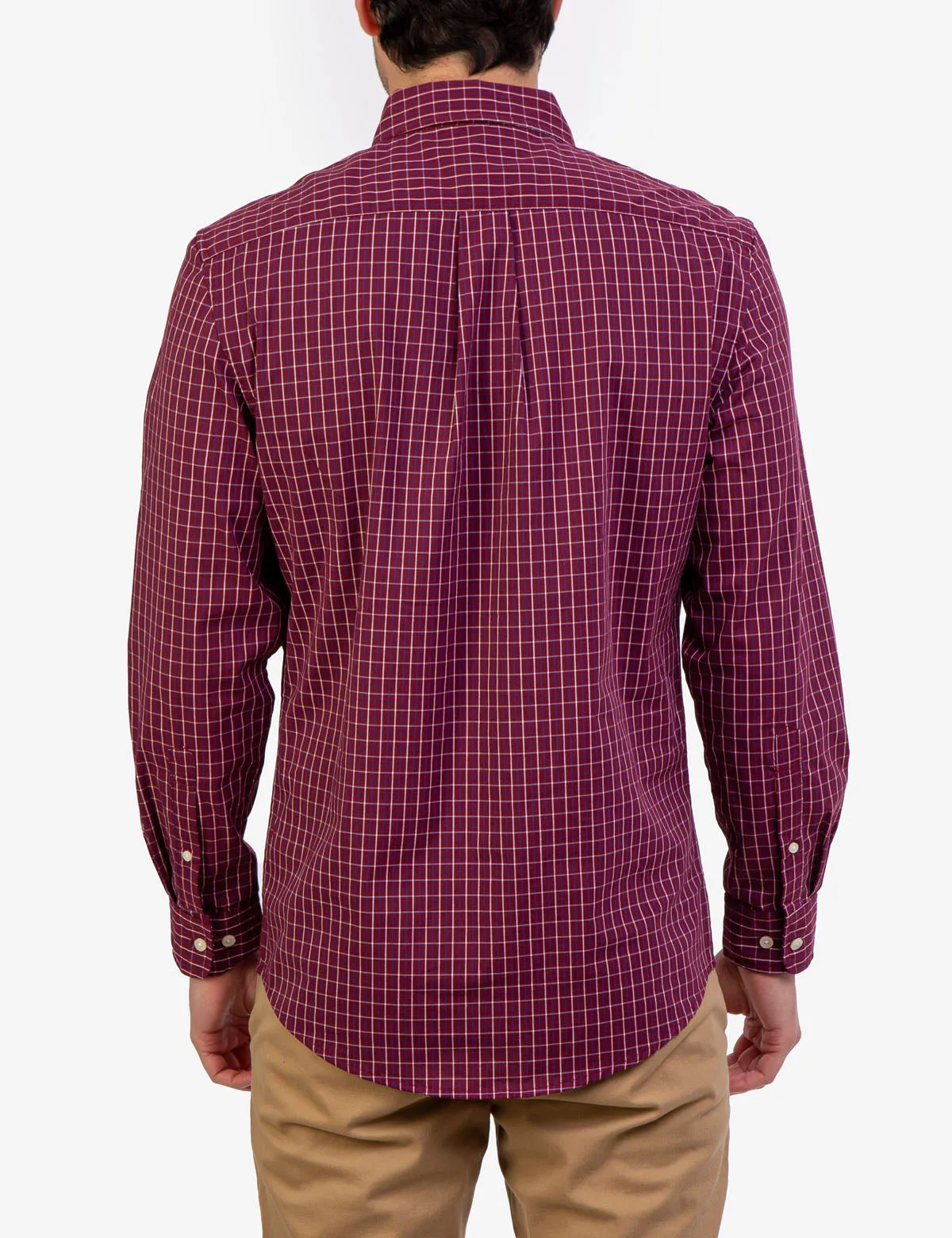 PLAID POPLIN STRETCH LONG SLEEVE SHIRT