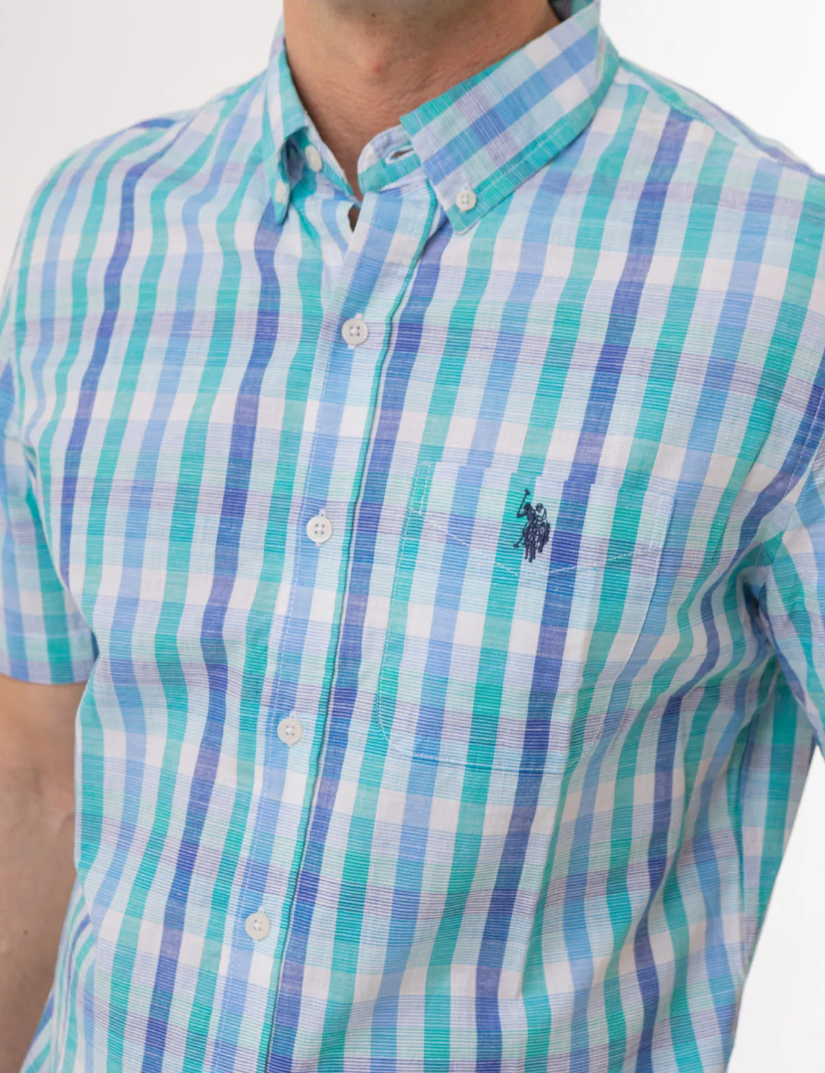PLAID SLUB POPLIN SHORT SLEEVE SHIRT