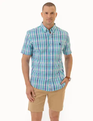 PLAID SLUB POPLIN SHORT SLEEVE SHIRT