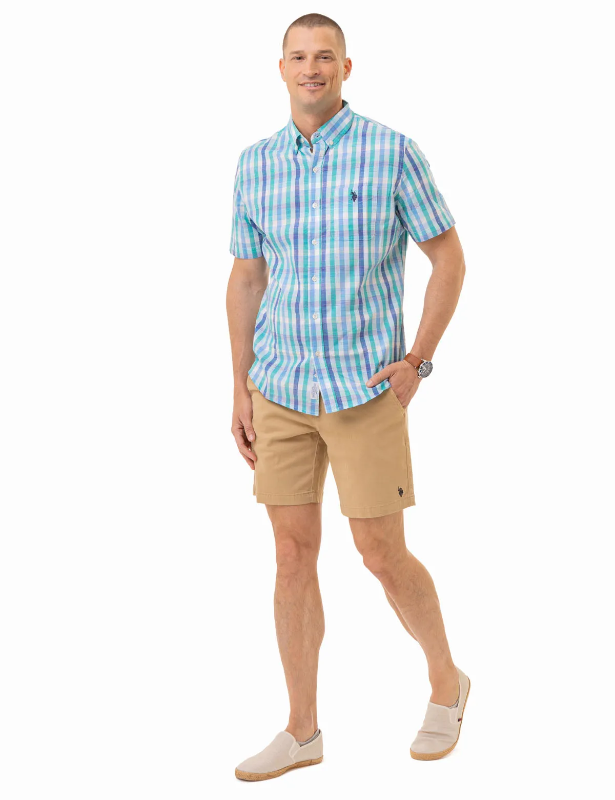 PLAID SLUB POPLIN SHORT SLEEVE SHIRT